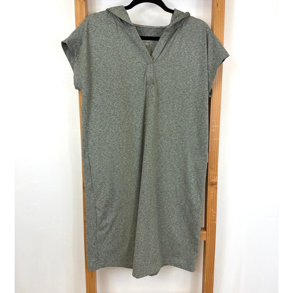 J Jill Green Heather Hooded V Neck Cap Sleeve Midi Dress S